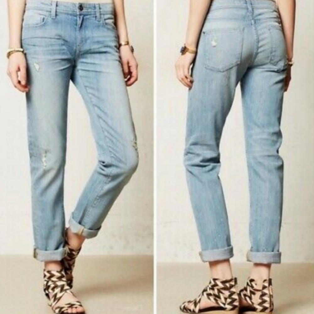 Pilcro and the Letterpress Distressed Paint Mom Jeans 25 XS